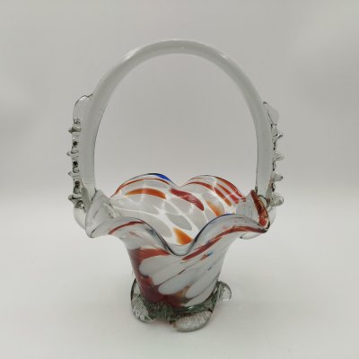 купить Конфетница "Корзиночка", Камышинский стеклотарный завод (?), стекло, гутная техника, СССР, 1970-1990 гг.