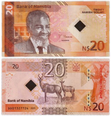 купить Намибия 20 долларов 2025 ""Антилока хартебест" Фауна P-21а