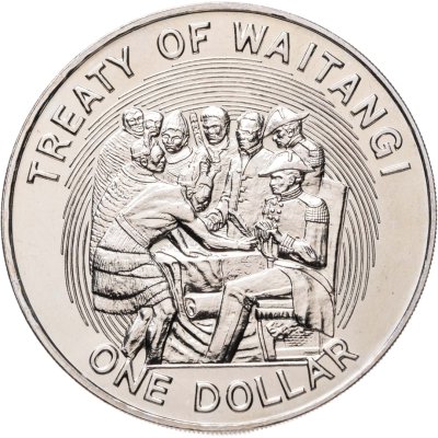 купить Новая Зеландия 1 доллар (dollar) 1990 "150 лет подписанию Договора Вайтанги"