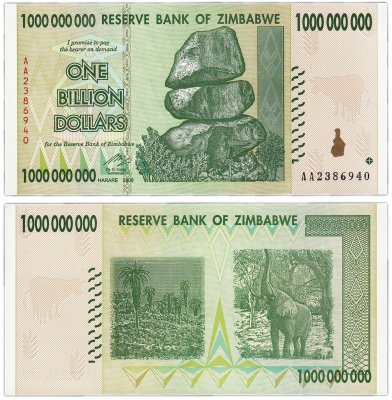 Купить Зимбабве 1000000000 долларов 2008 (Pick 83)