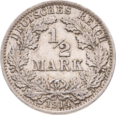 купить Германия 1/2 марки 1914 Знак монетного двора: "A" - Берлин