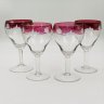 Купить Набор из четырех бокалов с бортиками марганцевого оттенка и растительным декором, стекло, нацвет, резьба, СССР, 1970-1990 гг.