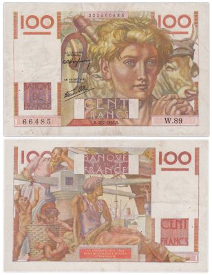 купить Франция 100 франков 1946 (Jeune Paysan, Сельский юноша) Pick 128