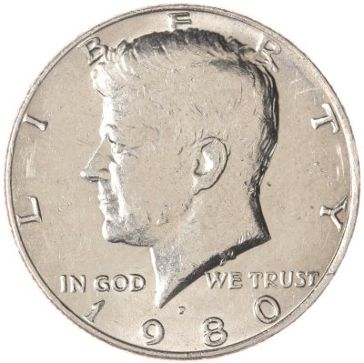 купить США 50 центов (1/2 доллара, half dollar) 1980 P Kennedy Half Dollar (Кеннеди) знак монетного двора "P" - Филадельфия