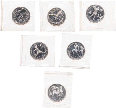 купить Набор из 6-ти монет 1 рубль 1991 "XXV Олимпийские игры 1992 года, Барселона" (банковская запайка)