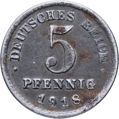 купить Германия 5 пфеннигов (pfennig) 1918 G знак монетного двора: "G" - Карлсруэ