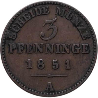 купить Пруссия 3 пфеннига 1851 A