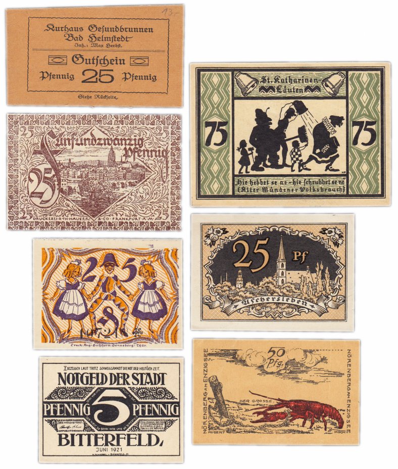 купить Германия (разные земли) набор из 7 нотгельдов 1919-1921