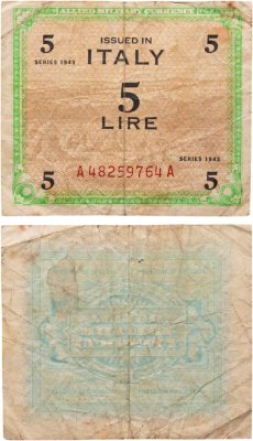 купить Италия 5 лир 1943