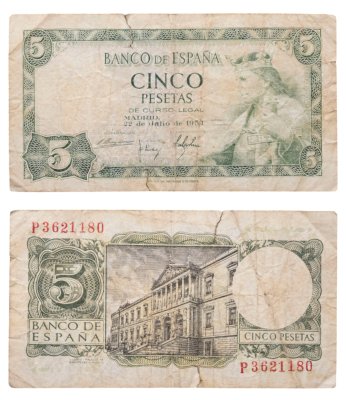 купить Испания 5 песет 1954