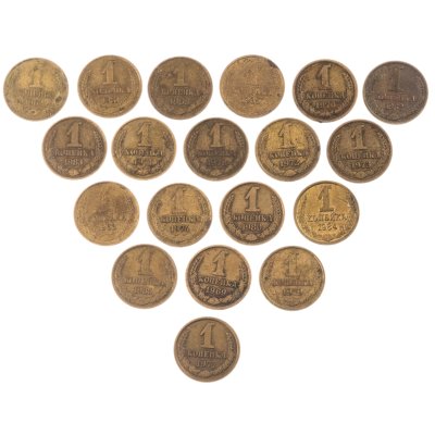 купить Набор из 19 монет 1 копейка 1962-1985