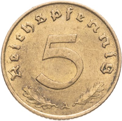 купить Германия (Третий Рейх) 5 рейхспфеннигов 1939 "А"
