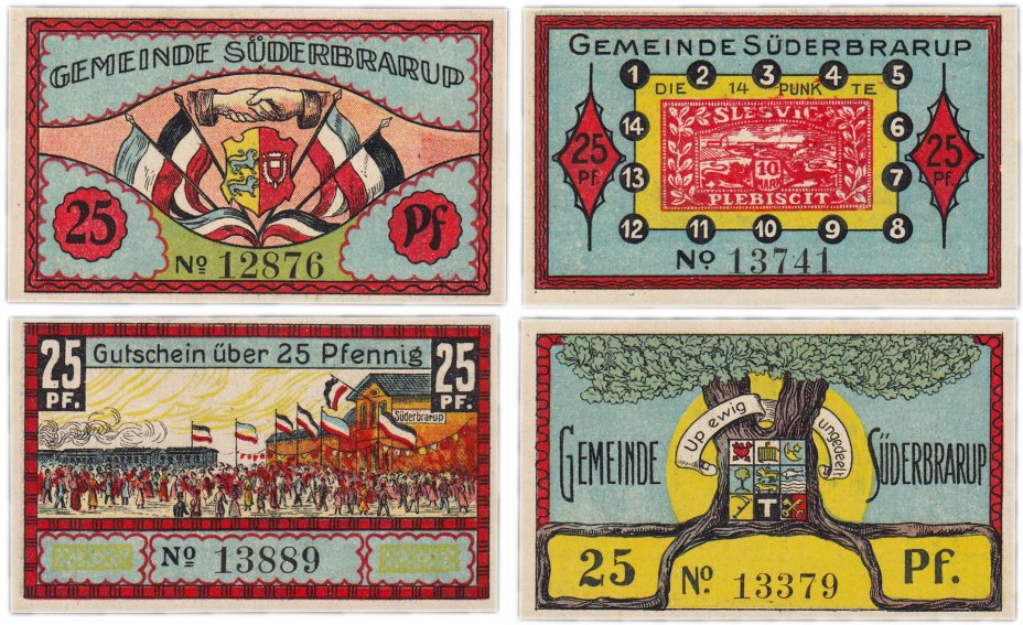 купить Германия (Шлезвиг-Гольштейн: Зюдербраруп) набор из 4-х нотгельдов 1921 (1294/B2)