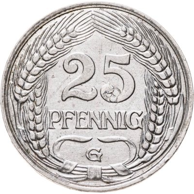 купить Германия 25 пфеннигов (pfennig) 1911 G