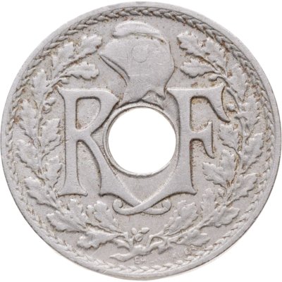 купить Франция 5 сантимов (centimes) 1917 Отверстие в центре