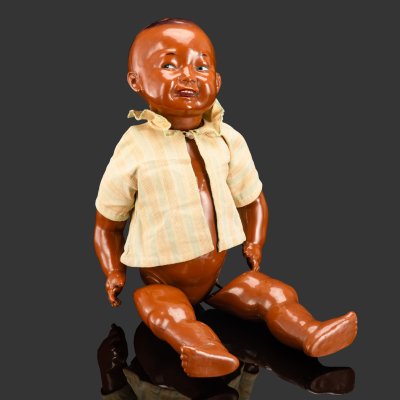 купить Кукла-пупс "Мальчик-киргиз" по модели 1936 года М.П. Киселевой, ОХК - Охтинский химический комбинат (предположительно), целлулоид, роспись, СССР, 1936-1940 гг.