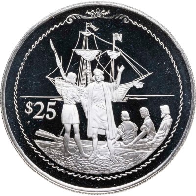 купить Британские Виргинские острова 25 долларов (dollar) 1992 "500 лет Открытию Нового Света. "Высадка Колумба на берег"