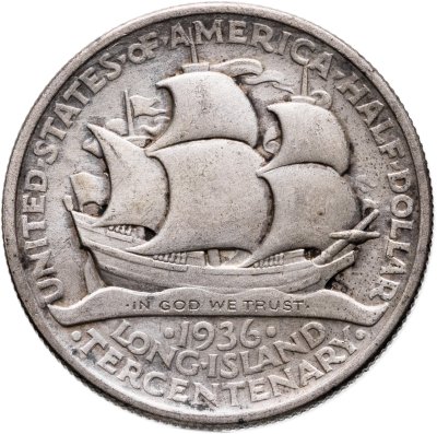 купить США 50 центов (1/2 доллара, half dollar) 1936 "300 лет Лонг-Айленду"