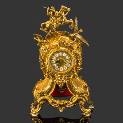 купить Часы каминные "Всадник", фирма "Virtus", бронза, стекло, Испания, 2000-2020 гг.