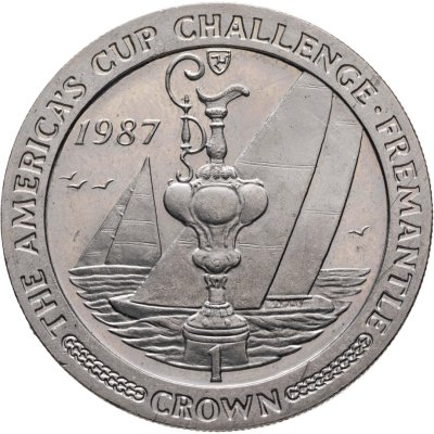 купить Остров Мэн 1 крона 1987 "Регата Кубок Америки. Трофей"