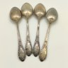 Купить Набор из 4 столовых ложек с растительным декором, мНЦ (медь-никель-цинк), штамповка, Вольнянский завод столовых приборов им. Шевченко (ЗiШ, ЗиШ), СССР, 1961-1991 гг.