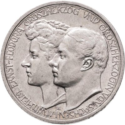 купить Германская Империя, Саксен-Веймар-Эйзенах 3 марки (mark) 1910 "Свадьба Вильгельма и Феодоры"