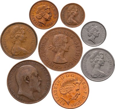 купить Великобритания набор из 8 монет 1/2, 1 пенни (penny), 1, 2, 5 пенсов (pence) 1907-2008
