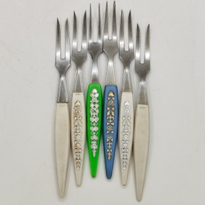 купить Набор вилок для десерта/лимона/фруктов на 6 персон (в подборе), в коробке, сталь, пластик, золочение, СССР, 1970-1990 гг.