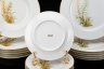 Купить Набор обеденных тарелок с нежным растительным декором ,на 6 персон (18 предметов), фарфор, деколь, золочение, Limoges, Франция, 1990-2010 гг.