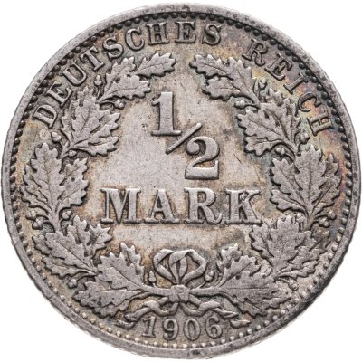 купить Германия 1/2 марки 1906, знак монетного двора: "G" - Карлсруэ