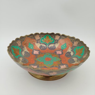 купить Конфетница с цветочным декором в восточном стиле, латунь, эмали, Индия, 1970-1990 гг.