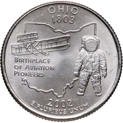 купить США 25 центов (квотер, 1/4 доллара, quarter dollar) 2002 P Огайо (Ohio)