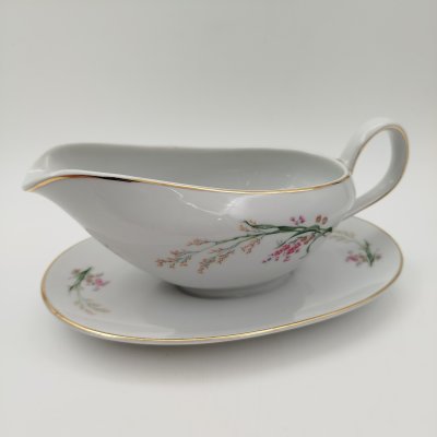 купить Соусник на подставке, украшенный цветочным декором, фарфор, деколь, золочение, Bareuther & Co., Bavaria, Германия, 1931-1945 гг.
