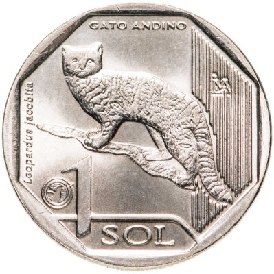 купить Перу 1 соль 2019 "Красная книга Перу - Андская кошка (Leopardus jacobita)"