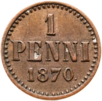 купить 1 пенни (penni) 1870, монета для Финляндии