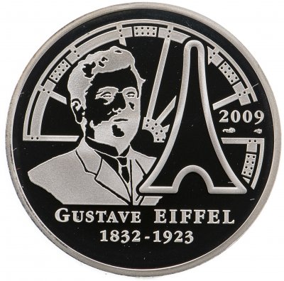 Купить Франция 10 евро 2009 "Густав Эйфель - Эйфелева башня" в футляре, с сертификатом