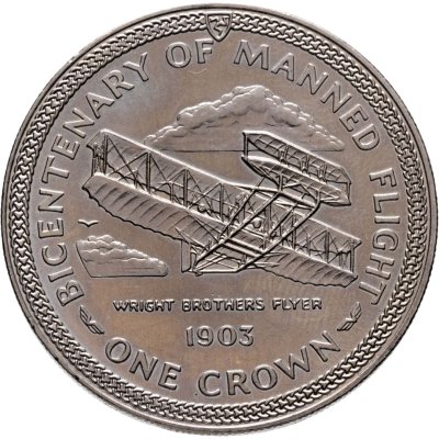 купить Остров Мэн 1 крона 1983 "200 лет полету человека - Биплан"