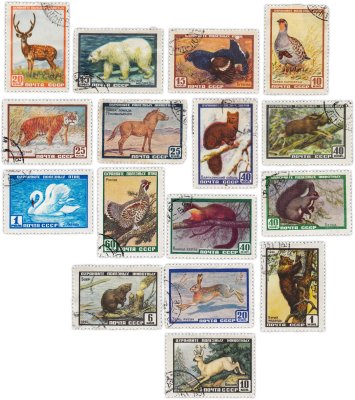 купить Серия из 16 марок "Фауна СССР" СССР 1957-1961 г.№ 1986 - 2537