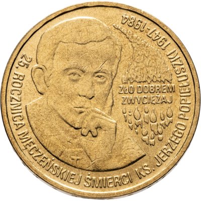 купить Польша 2 злотых 2009 "25 лет со дня смерти блаженного Ежи Попелушко"