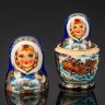 Купить Матрешка "Зимняя тройка" (5 мест), автор росписи С.А. Лонченкова, дерево, лак, роспись, золочение, Российская Федерация, 2025 г.