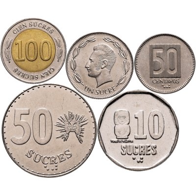 купить Эквадор, набор монет 1988-1997 (5 монет)