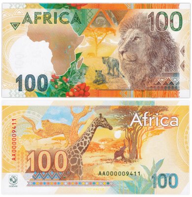 купить ГОЗНАК тестовая банкнота 100 2025 Африка - Лев