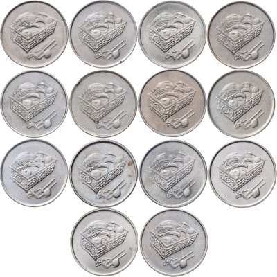 купить Малайзия набор монет 20 сенов (sen) 1989-2010 (14 штук)