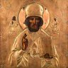 Купить Икона в окладе "Святой Николай Чудотворец", дерево, темпера, металл, Российская империя, 1850-1900 гг.