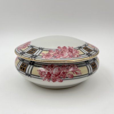 купить Шкатулка круглой формы в стиле Art Deco, украшенная изображением роз, Jean Boyer, фарфор, деколь, золочение, Limoges, Франция, 1920-1940 гг.