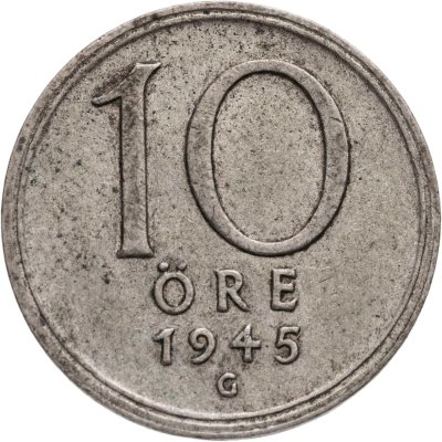 купить Швеция 10 эре (ore) 1945 Знак монетного двора: "G" - Альф Грабе