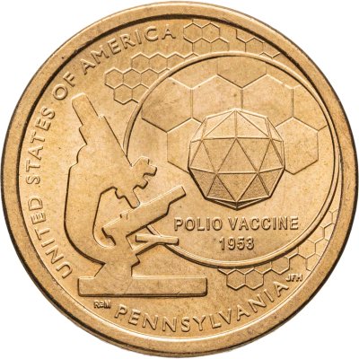 купить США 1 доллар (dollar) 2019 P "Американские инновации - Вакцина против полиомиелита (Пенсильвания)"
