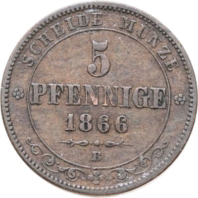 купить Германия, Саксония 5 пфеннигов 1866