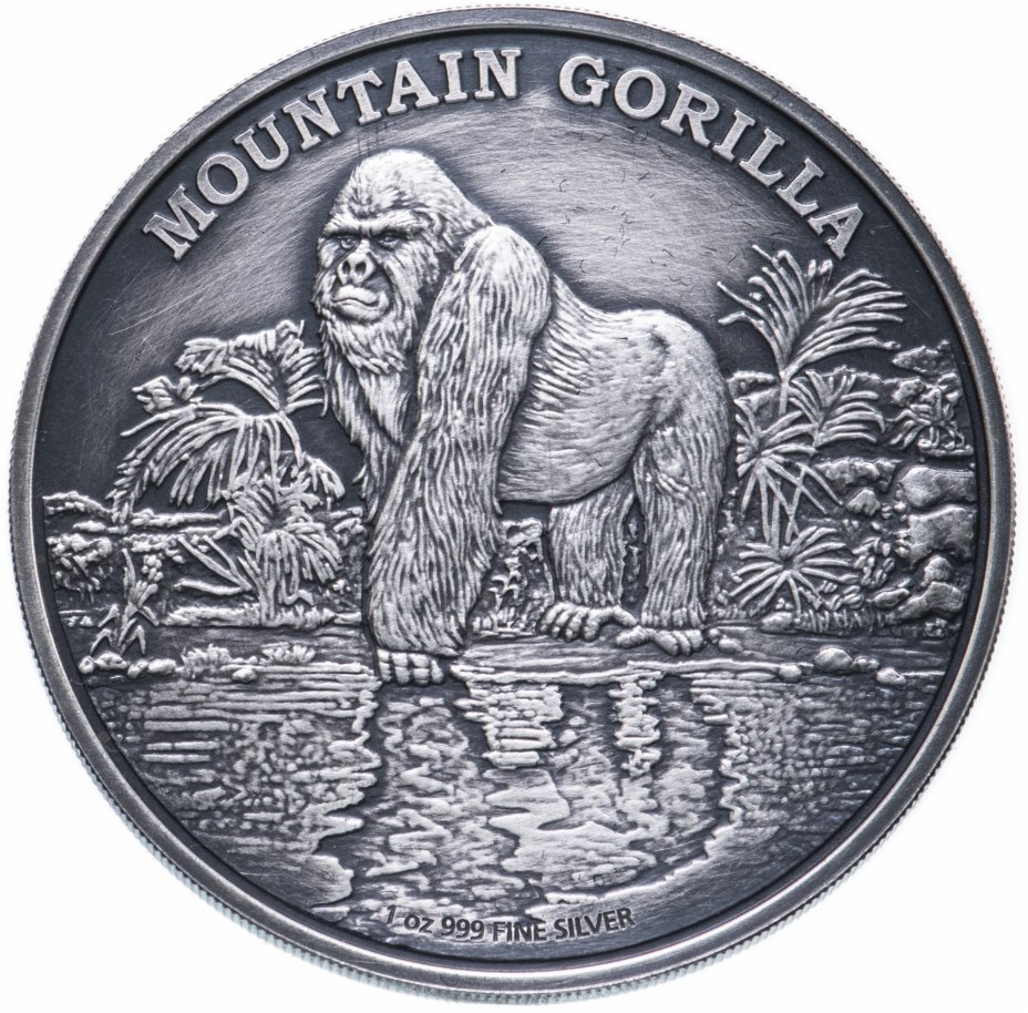 купить Остров Ниуэ 2 доллара 2015 " Редкие виды- Горная горилла", в футляре с сертификатом