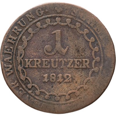 купить Австрия 1 крейцер (kreuzer) 1812, знак монетного двора "S" - Смолник